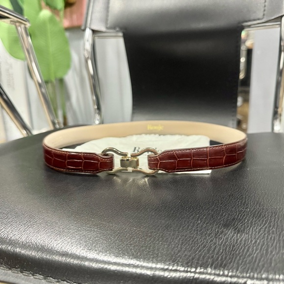 NEW Rouje Laure Belt in Cognac Brown Crocodile-effect Leather, Size Small - Picture 6 of 6
